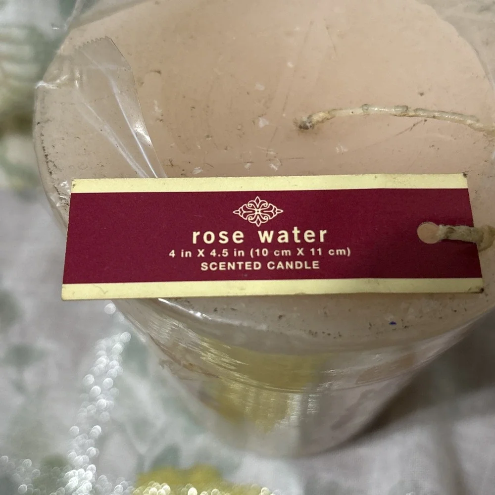 New Rose Water With Lemon Grass Scented‎ Pillar Candle 4